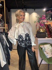 Blouse Bow Crème Zwart kant