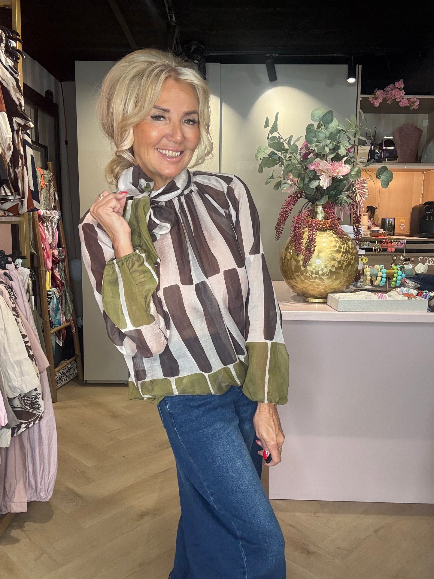 Blouse strik olive