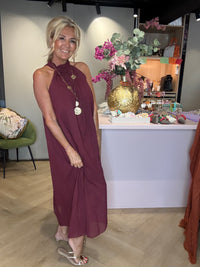 Dress Deep Bordeaux halter Cotton