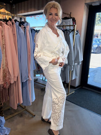 Broek Off White Jeans Broderie 7/8