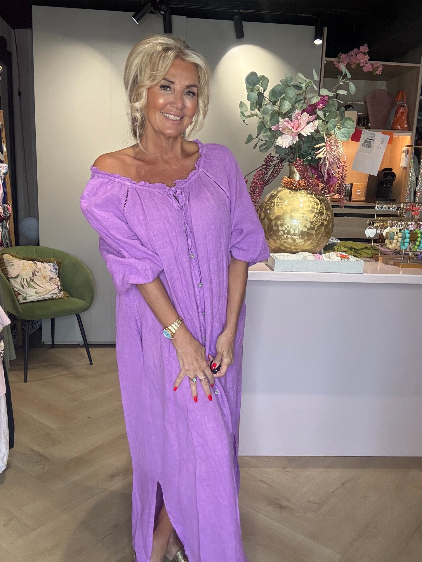 Robe Malany en lin lilas