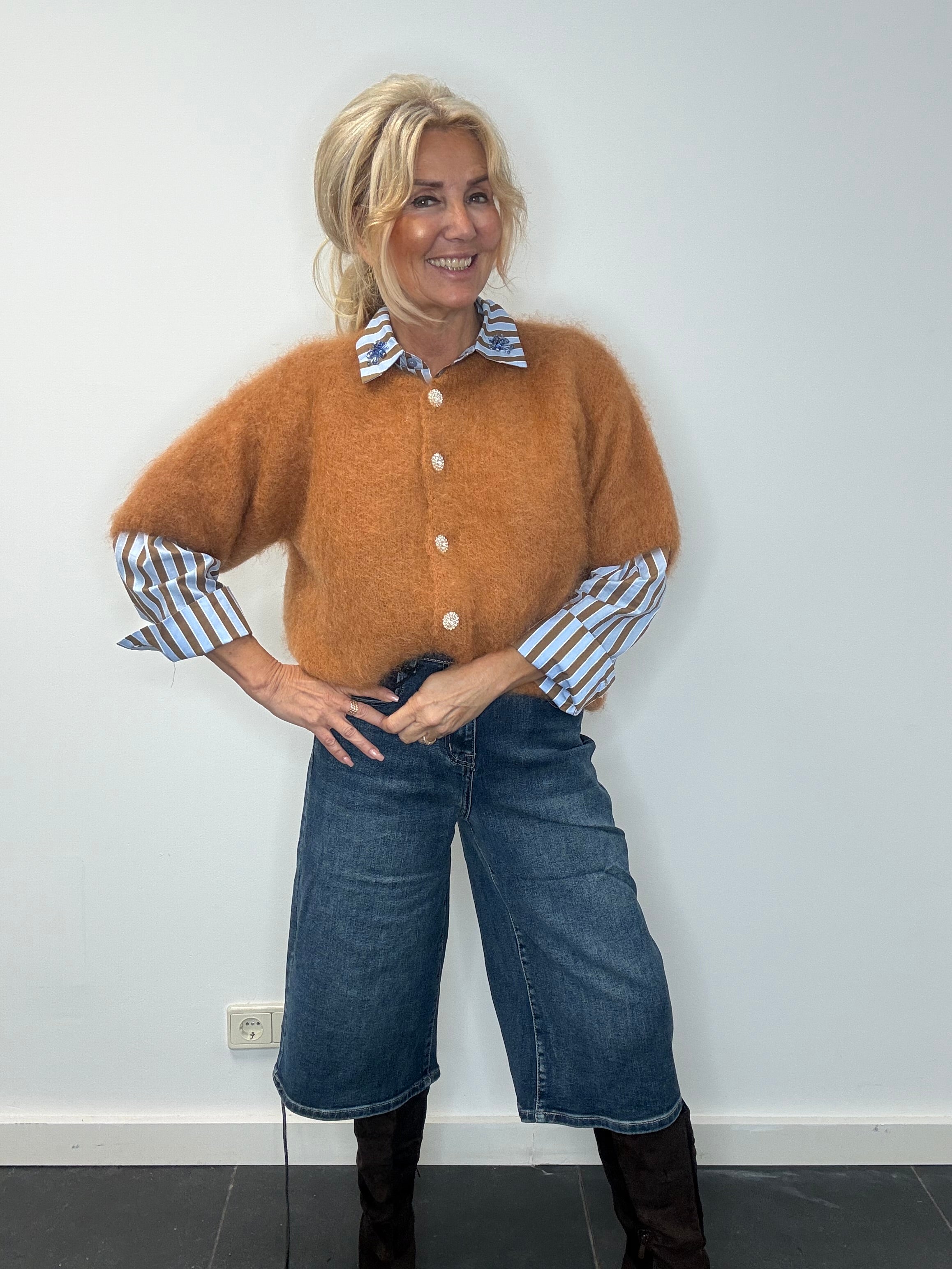 Mohairvest Strass cognac