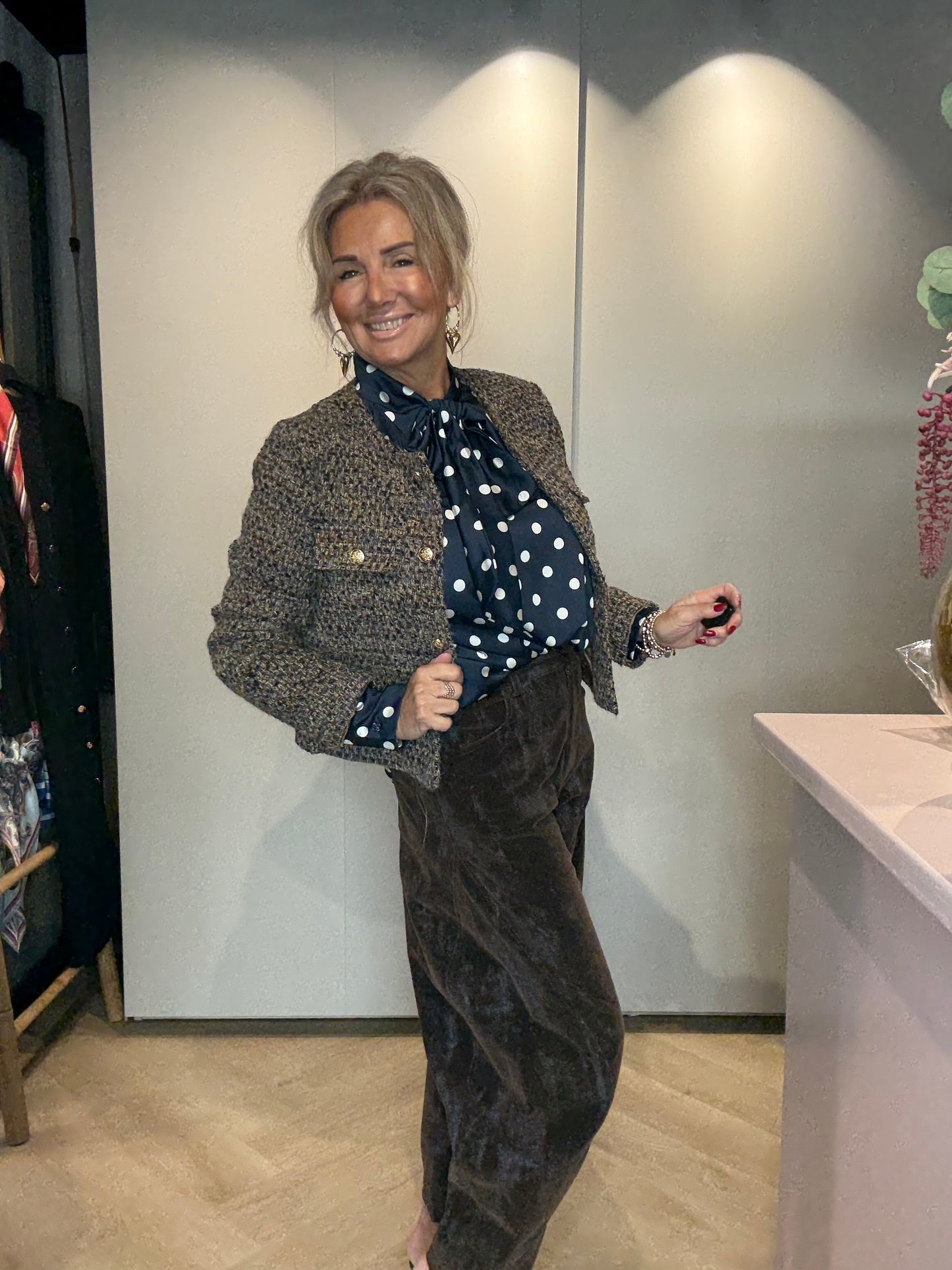 Blouse polkadot Blauw