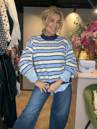 Trui streep licht Blauw