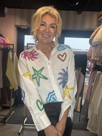 Blouse zee ster Embroidery Wit