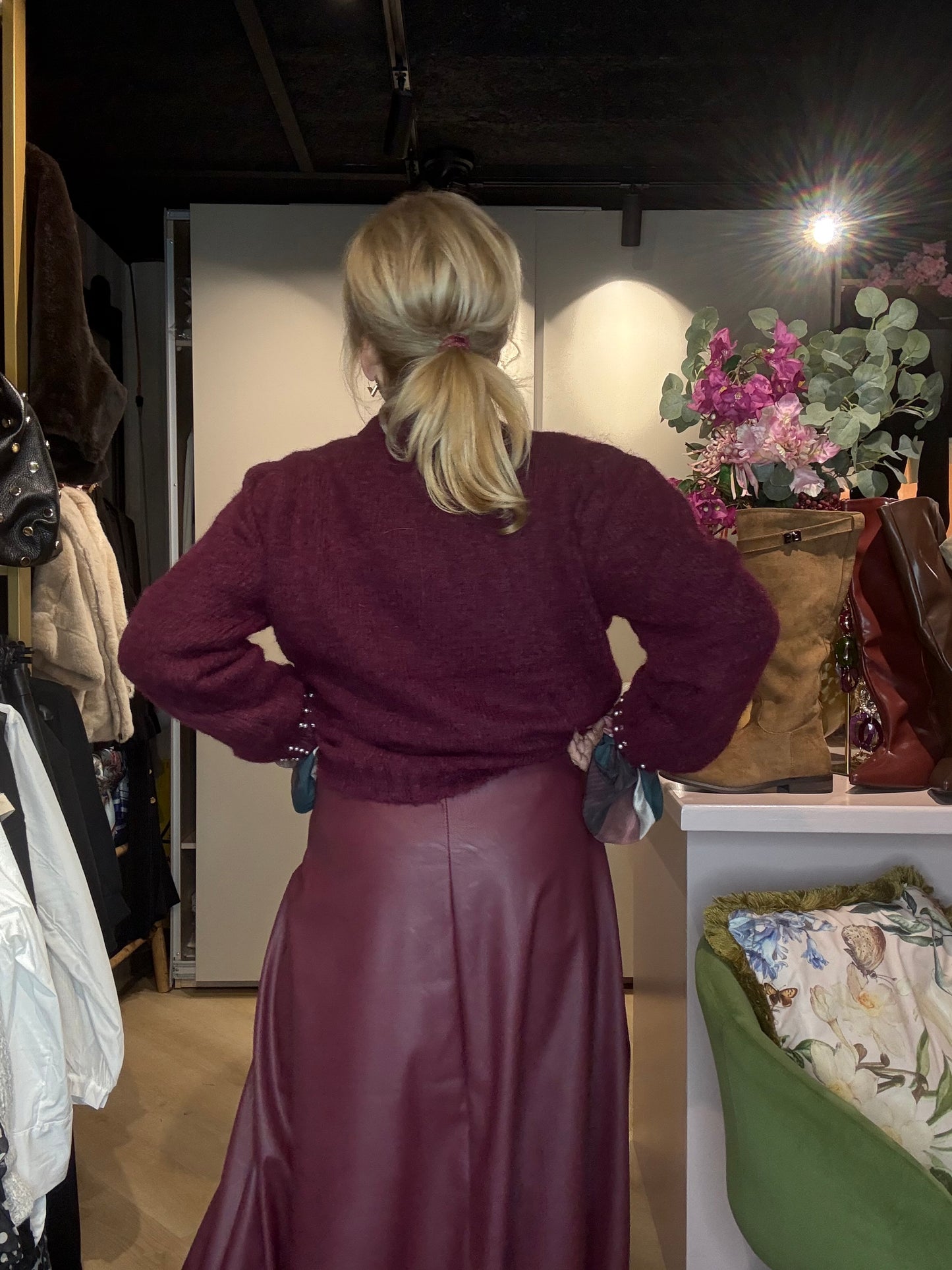 Rok Bordeaux rood Leatherlook