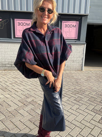 Bluse Emma Kariert Blau/Burgunderrot Flanell