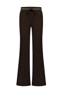 Triple Nine Broek BR2304 Flared with cold Rib Belt Dark Brown