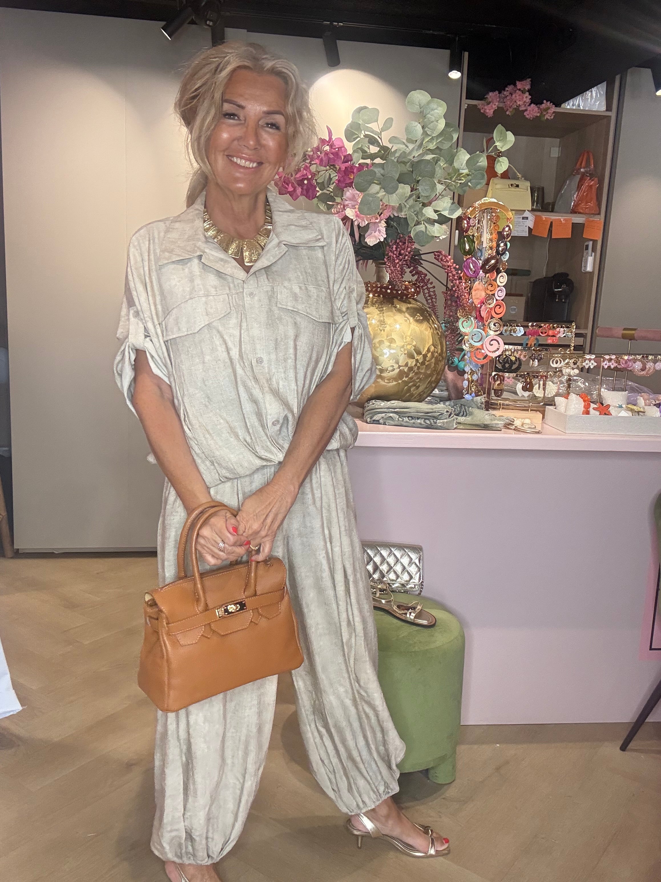 Broek Harem Linnen Beige
