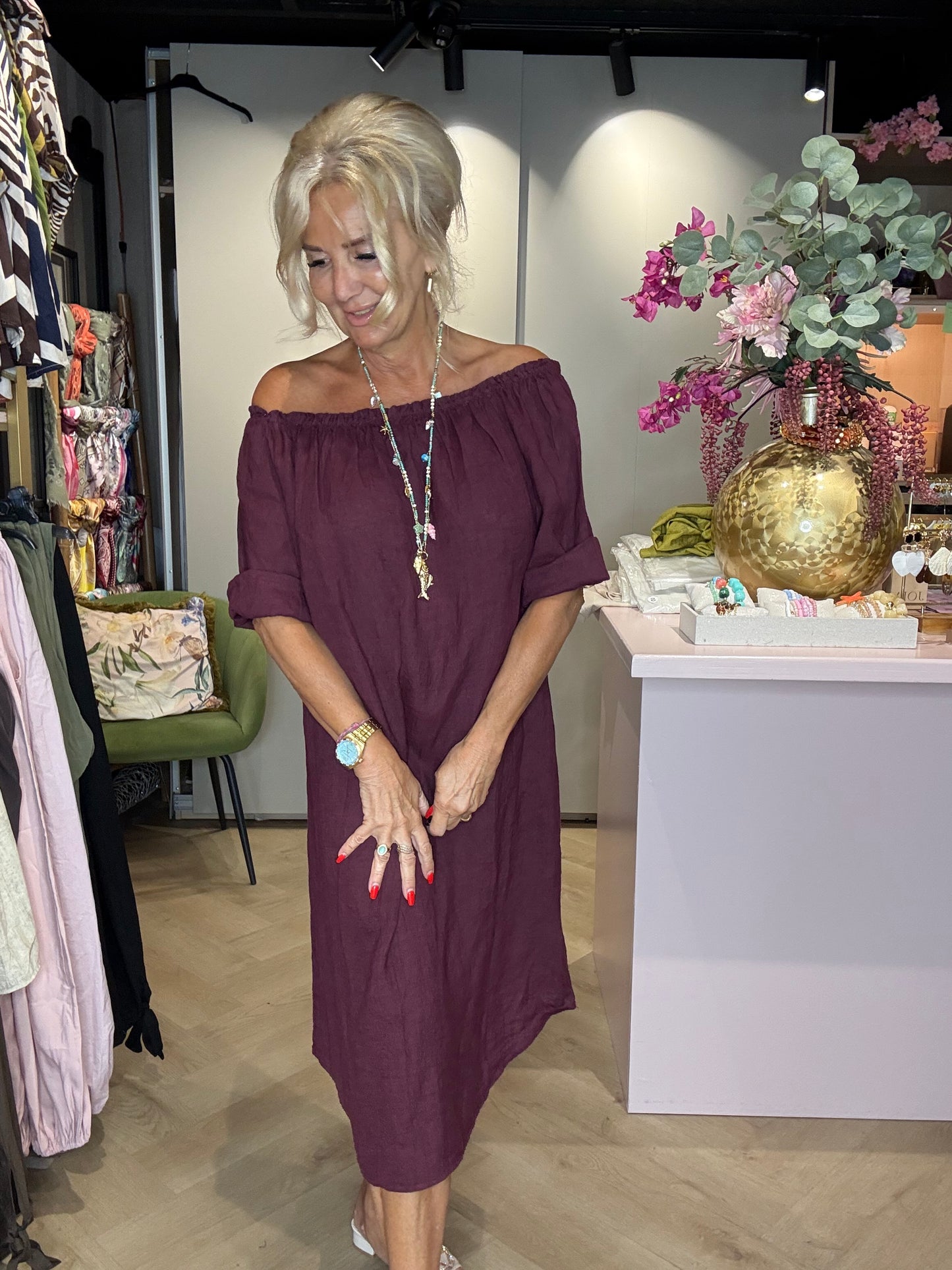Jurk linnen Burgundy