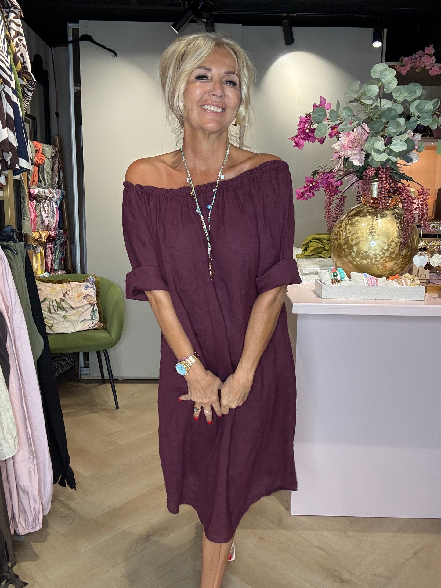 Jurk linnen Burgundy