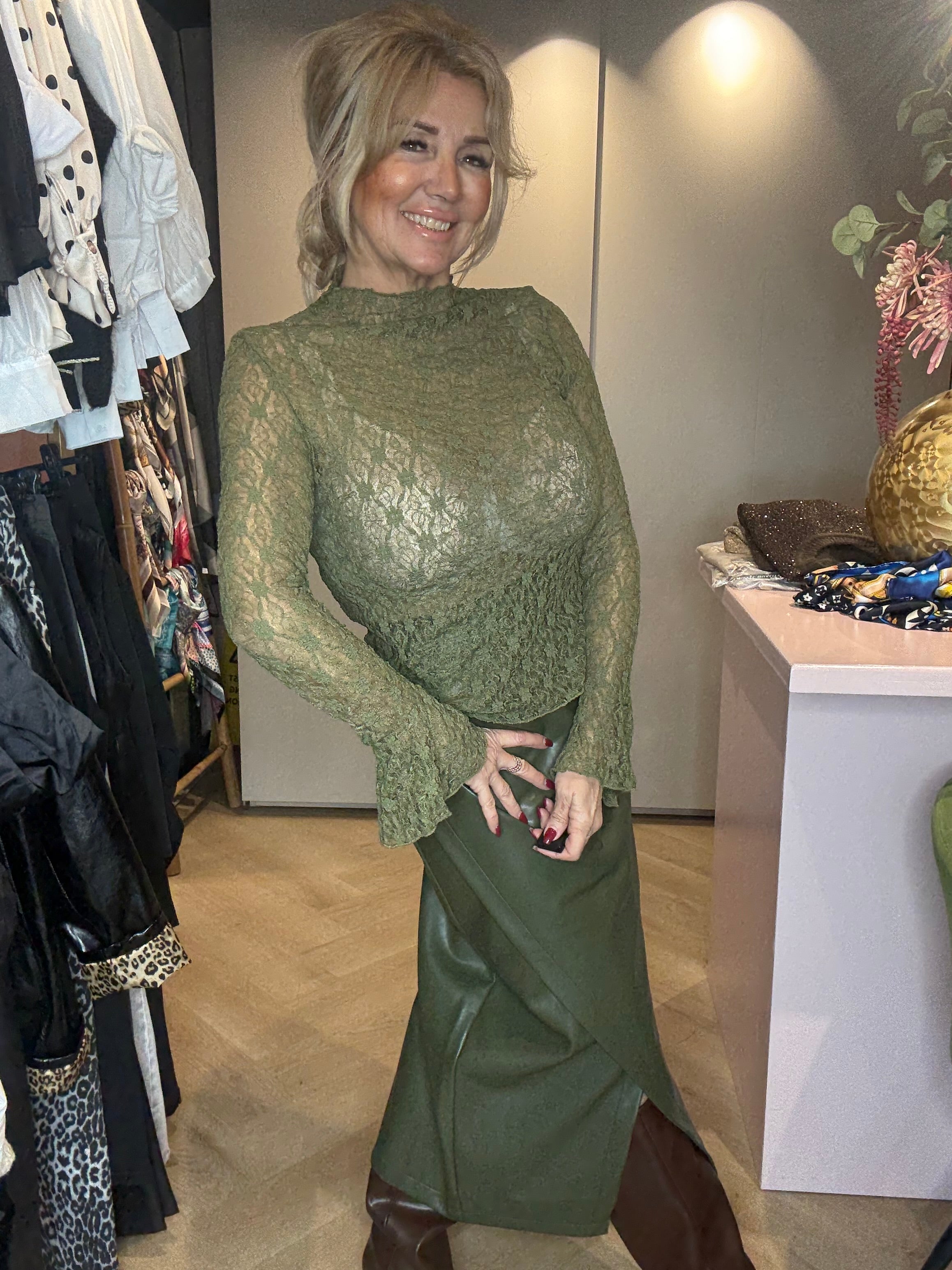 Lace top Groen Amber