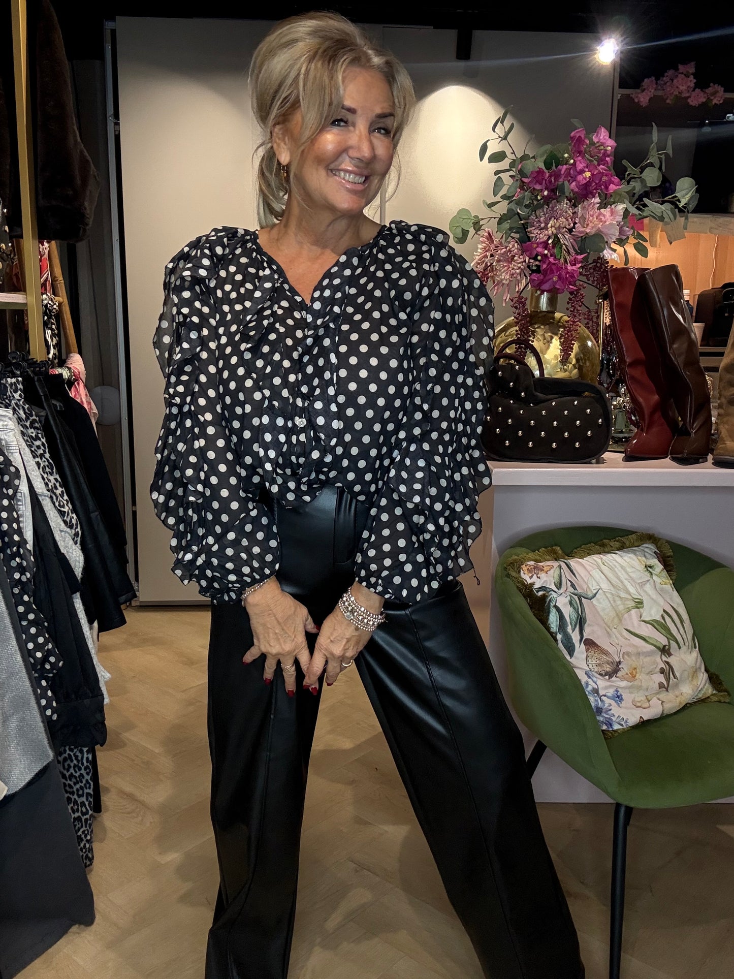 Leren Broek Straight Zwart Puh Leatherlook