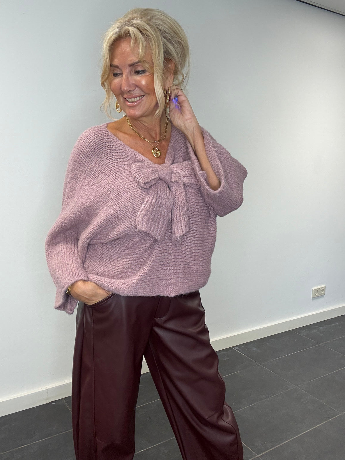 Pull en maille rose