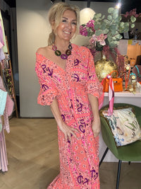 Jurk peasley print Peach Rose
