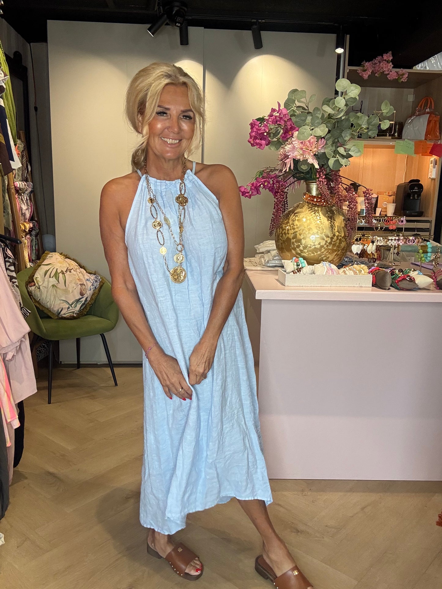 Jurk st Barths licht blauw linnen