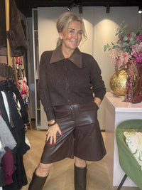 Bermuda Puh Leatherlook Donker Bruin