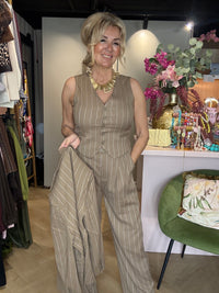 Gilet Taupe Krijtstreep