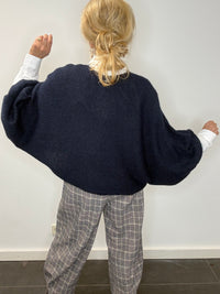 Trui vest reversible donker blauw