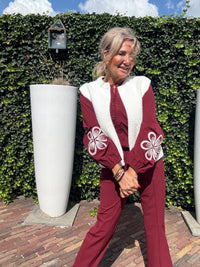 Triple Nine Blouse BLS5923 Broderie/cord Burgundy
