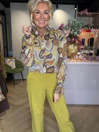 Mi Piace Bluse mit großem Paisley-Print in Olive Oil | MP202108BPPT