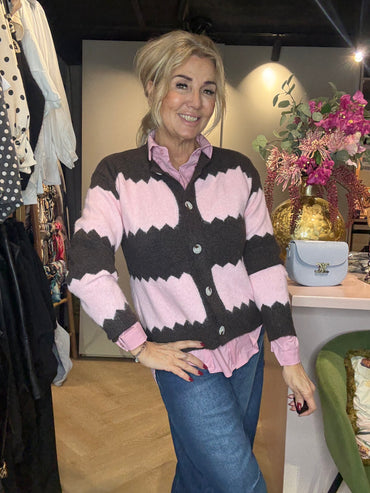 Vest Roos zigzag Rose / Bruin