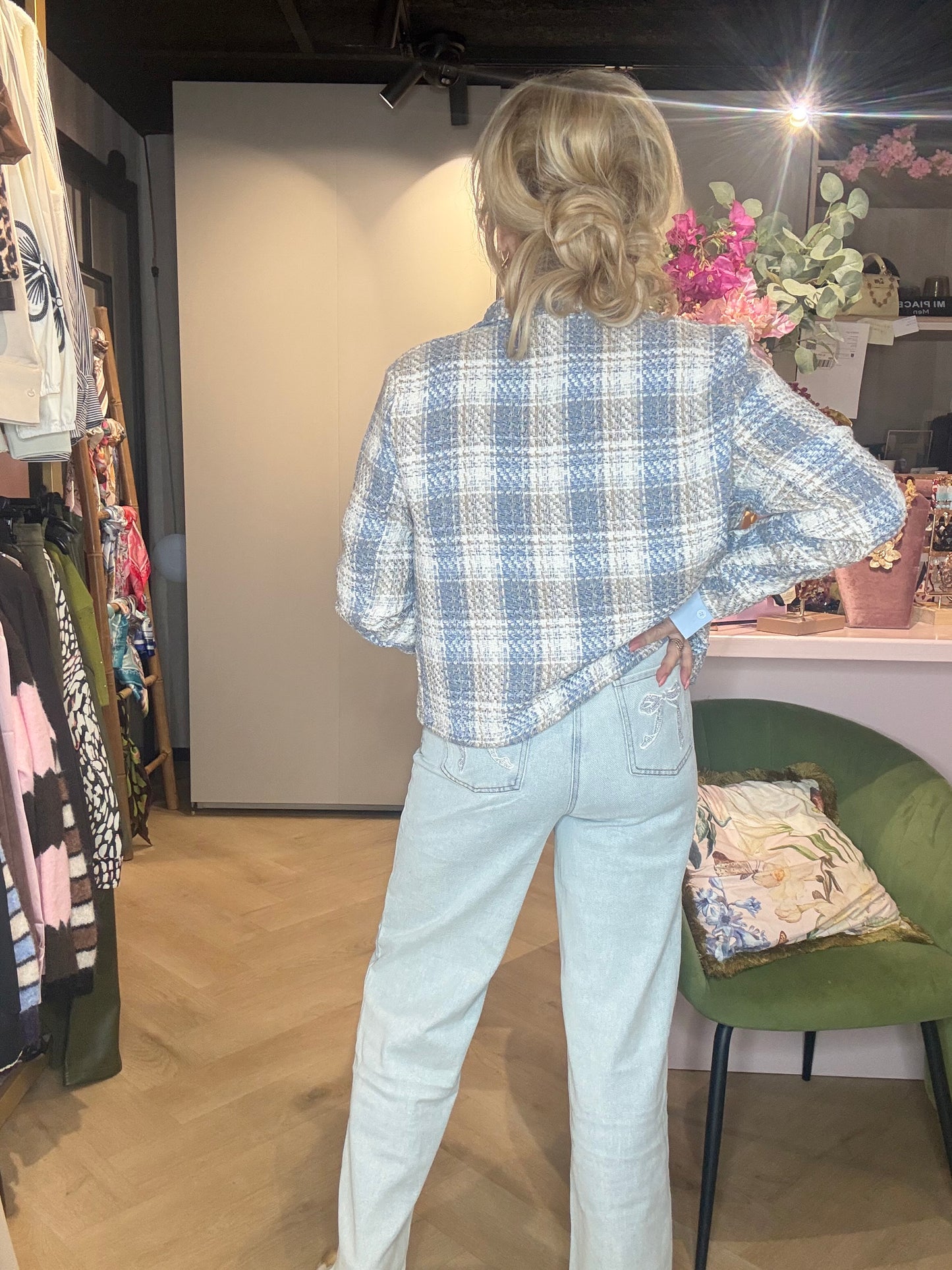 Marynarka w niebieską kratę