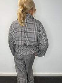 Straight-Hose mit Pepita-Muster, braun-schwarz