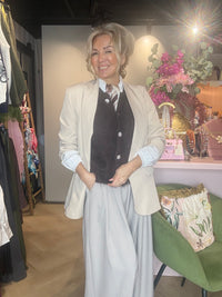 Veste col smoking manches Beige