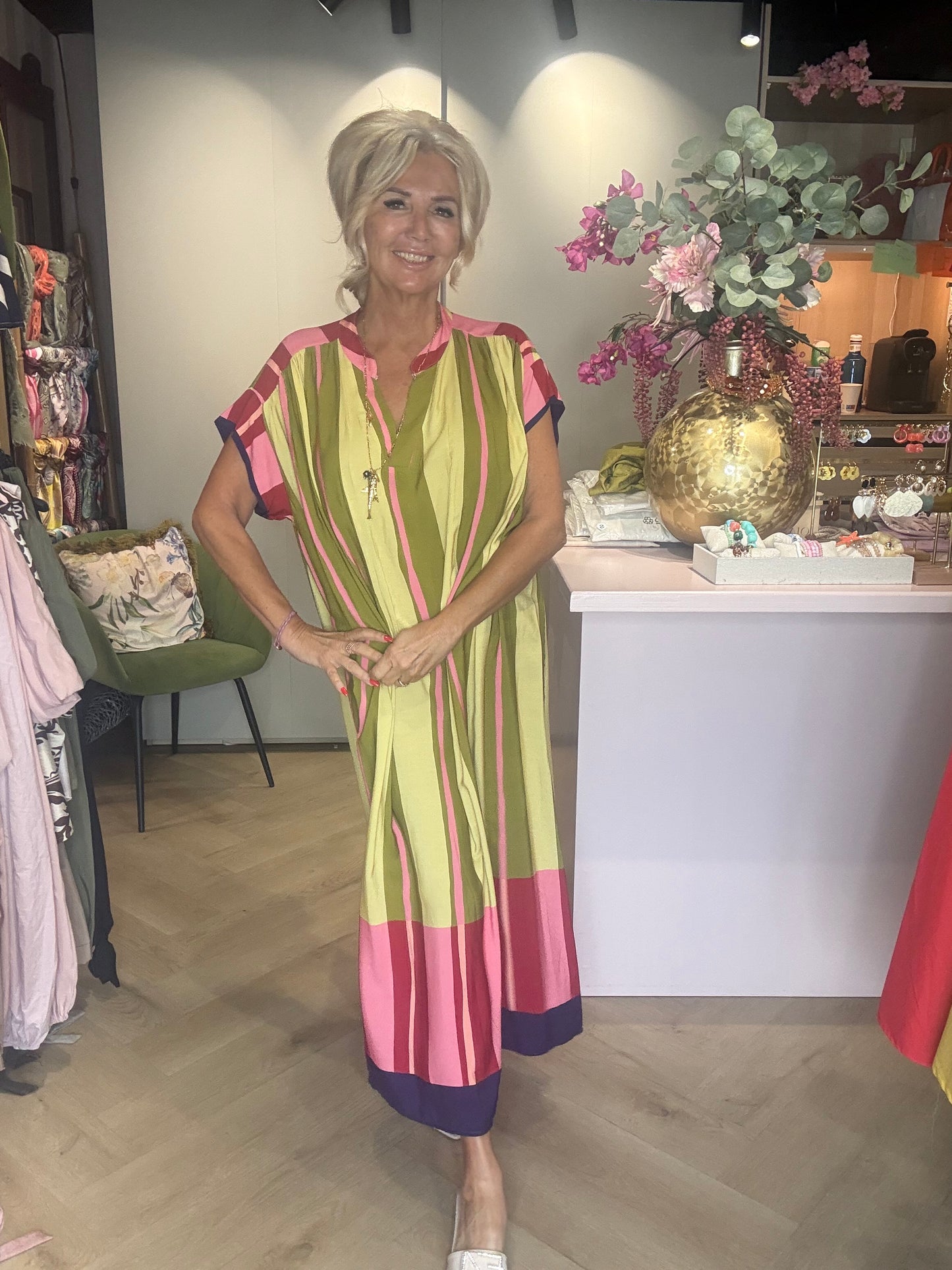 Jurk Stripe marcha Matcha