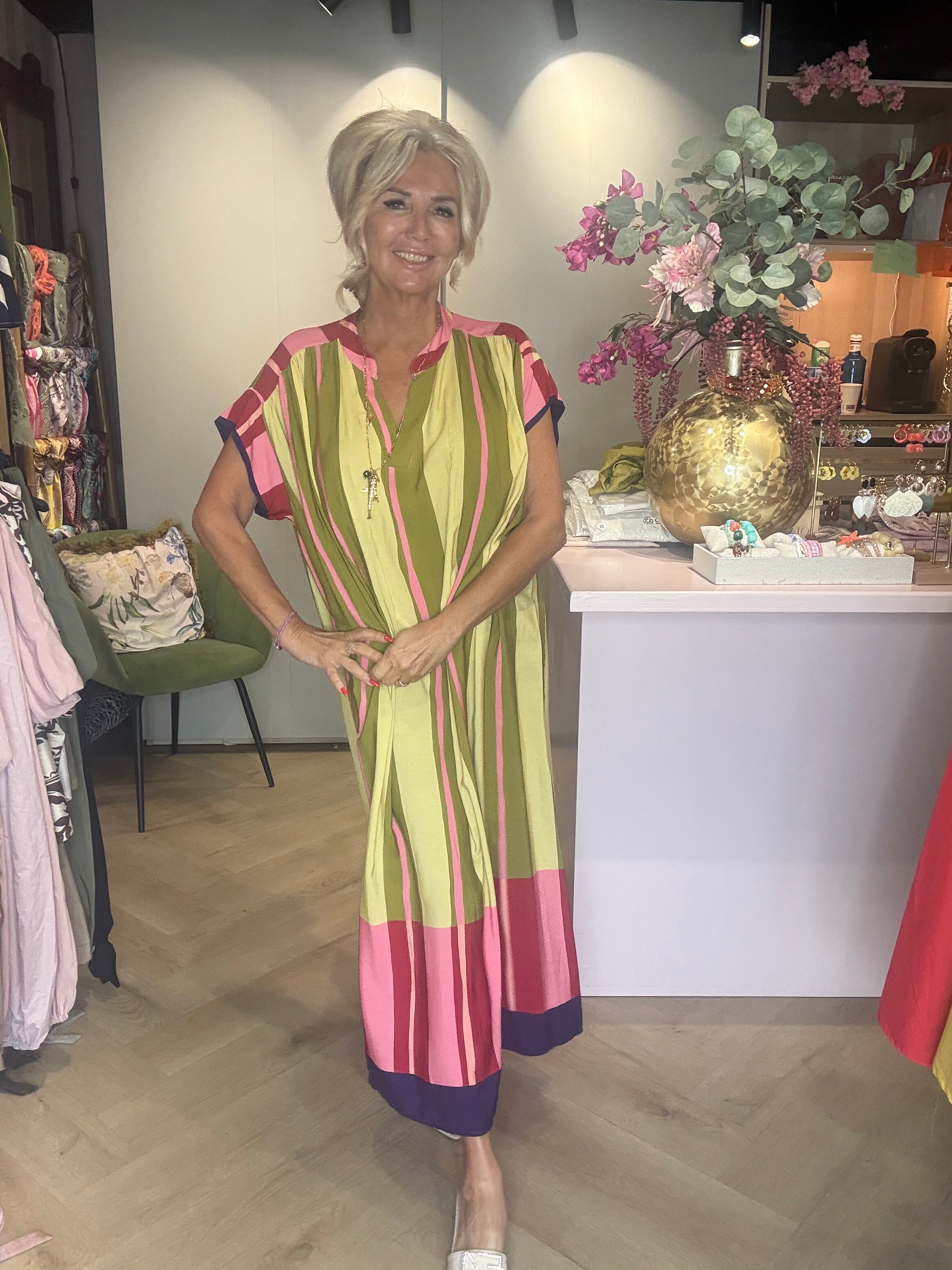 Jurk Stripe marcha Matcha