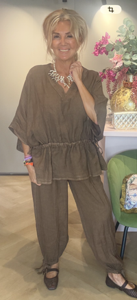 Linnen Blouse Marbella Bruin