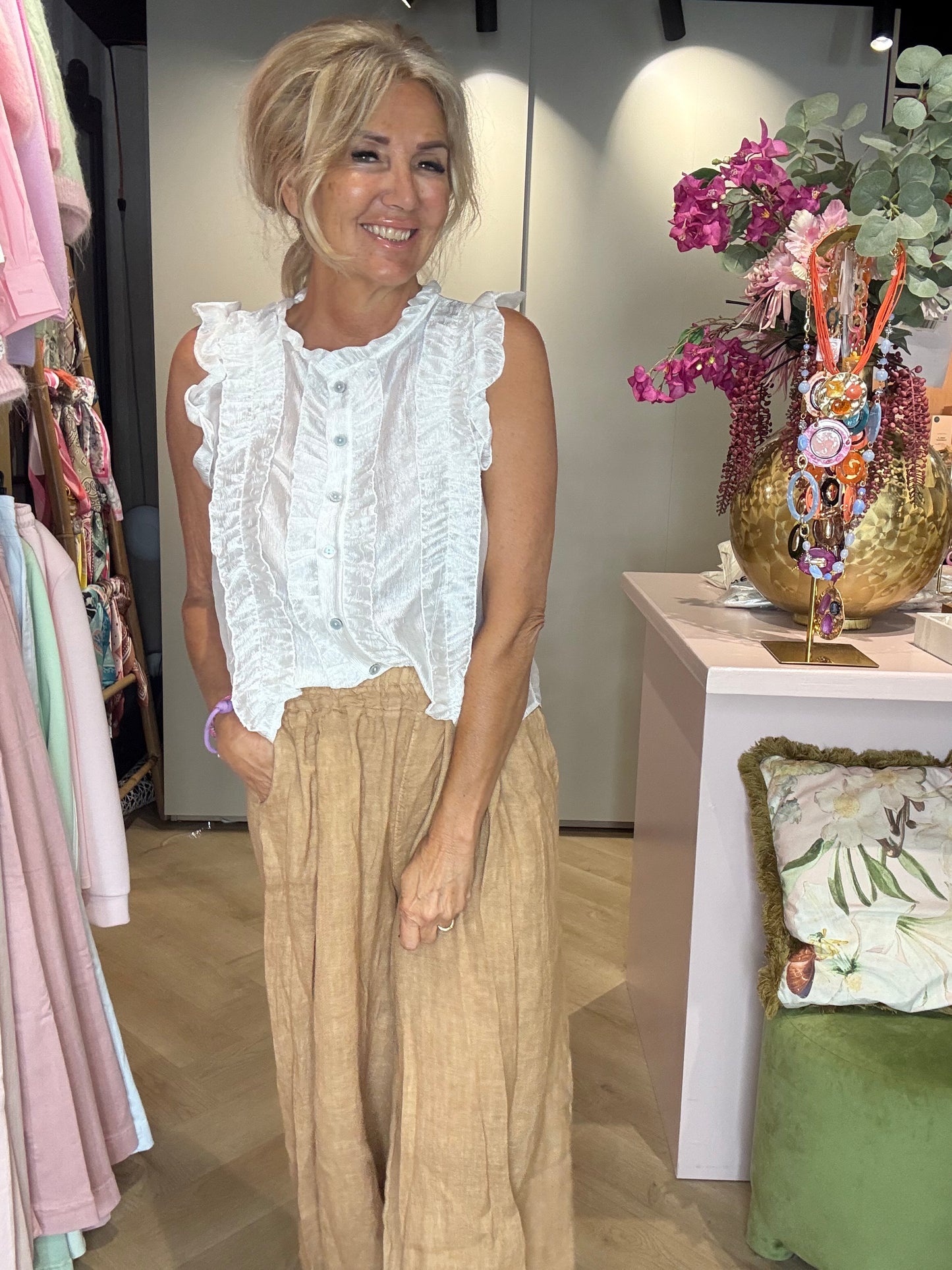 White Ruffle Blouse