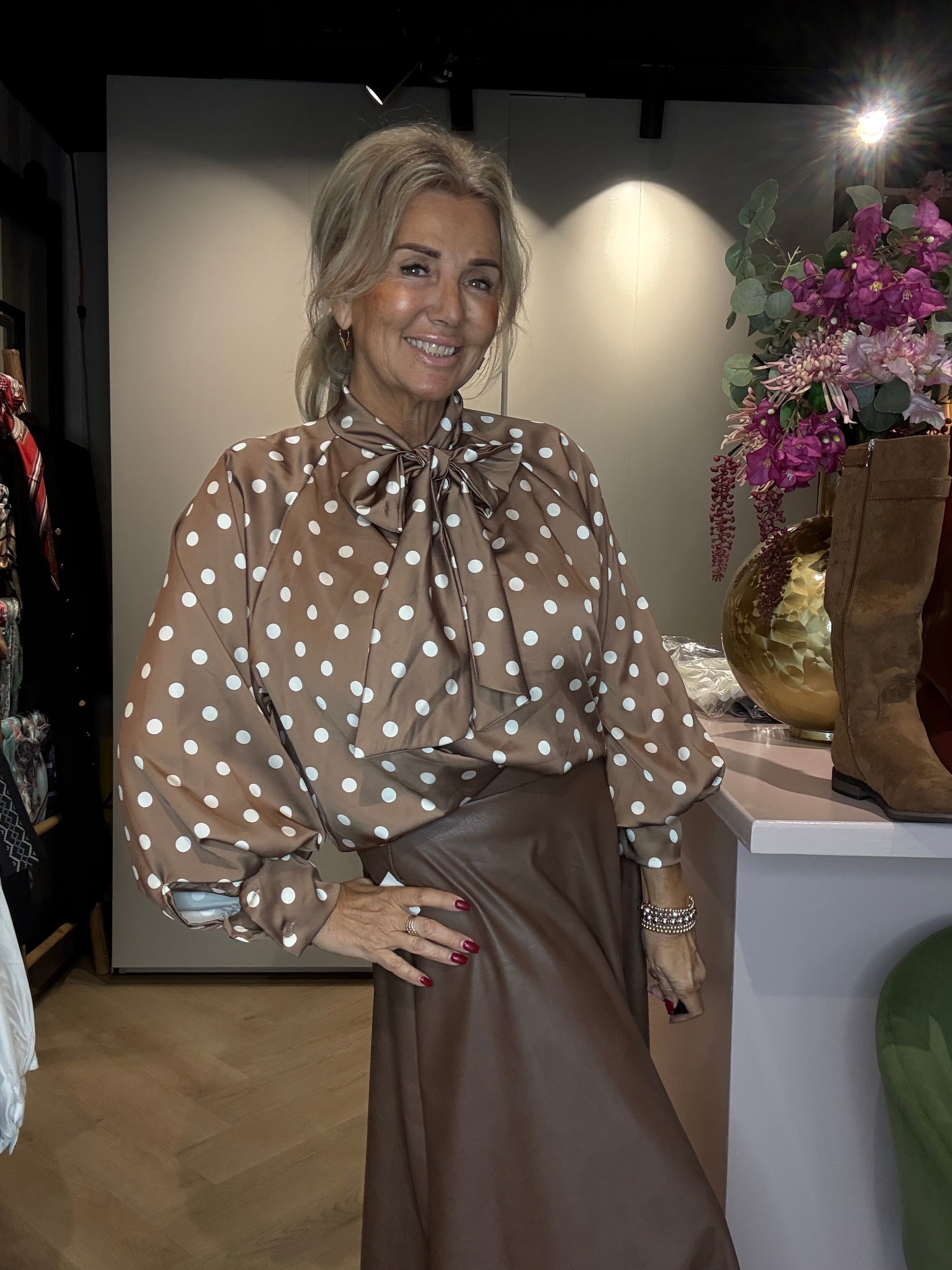 Blouse Polkadot Camel