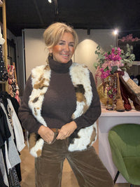 Bodywarmer fake Furr koeien 🐄 vlekjes Bruin