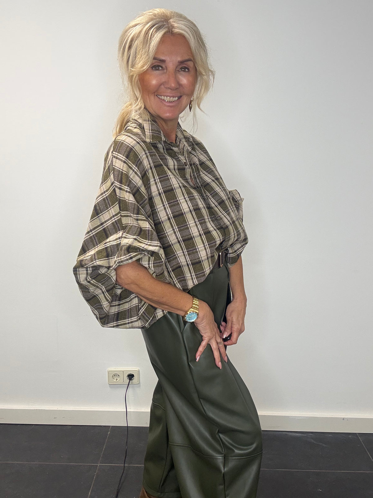 Bluse Emma Mosgrün kariert