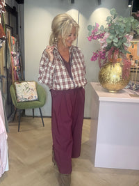 Burgunderfarbenes Flanell-Karo-Blouson/-Jäckchen