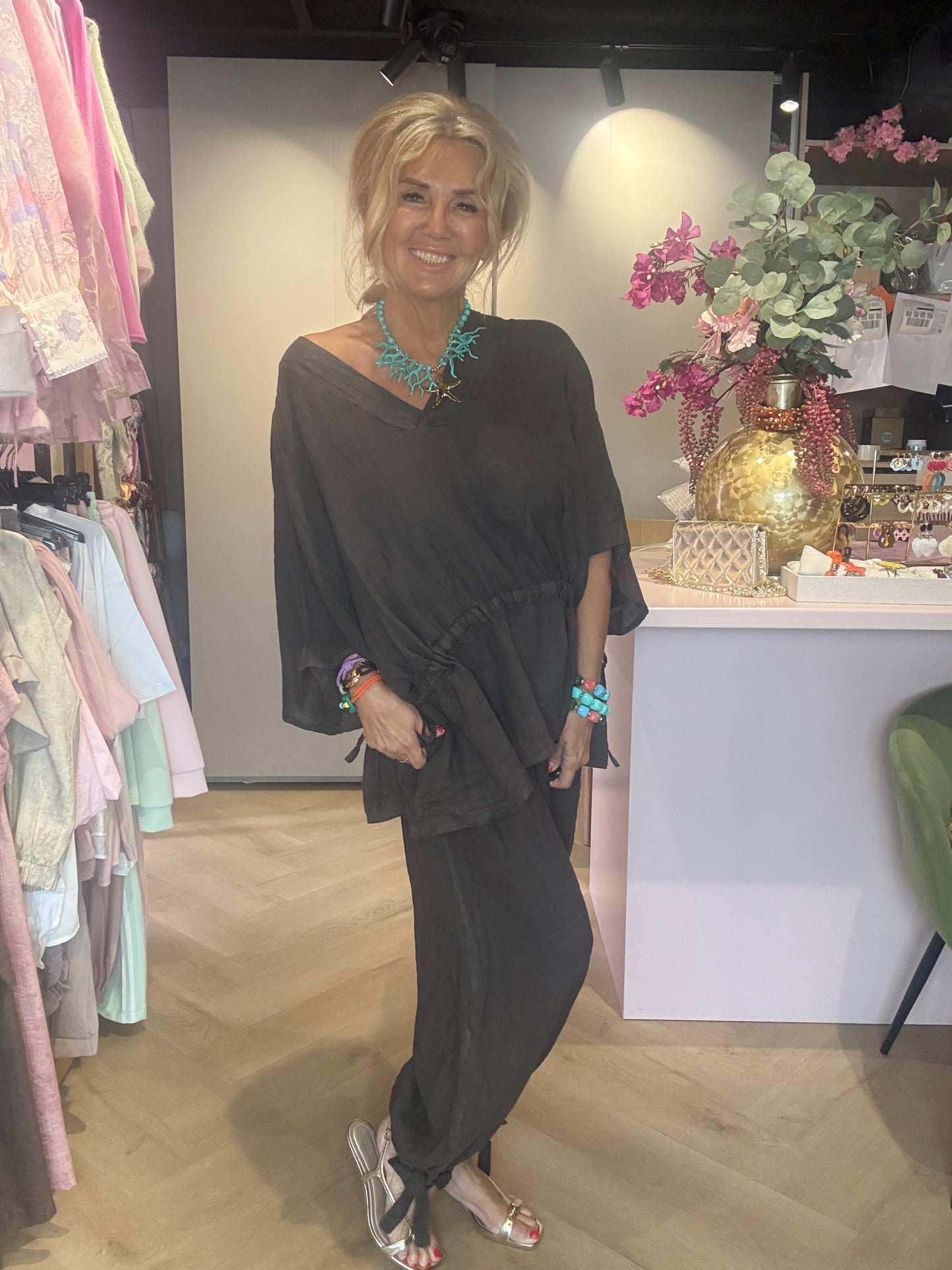 Linnenbluse choco Marbella