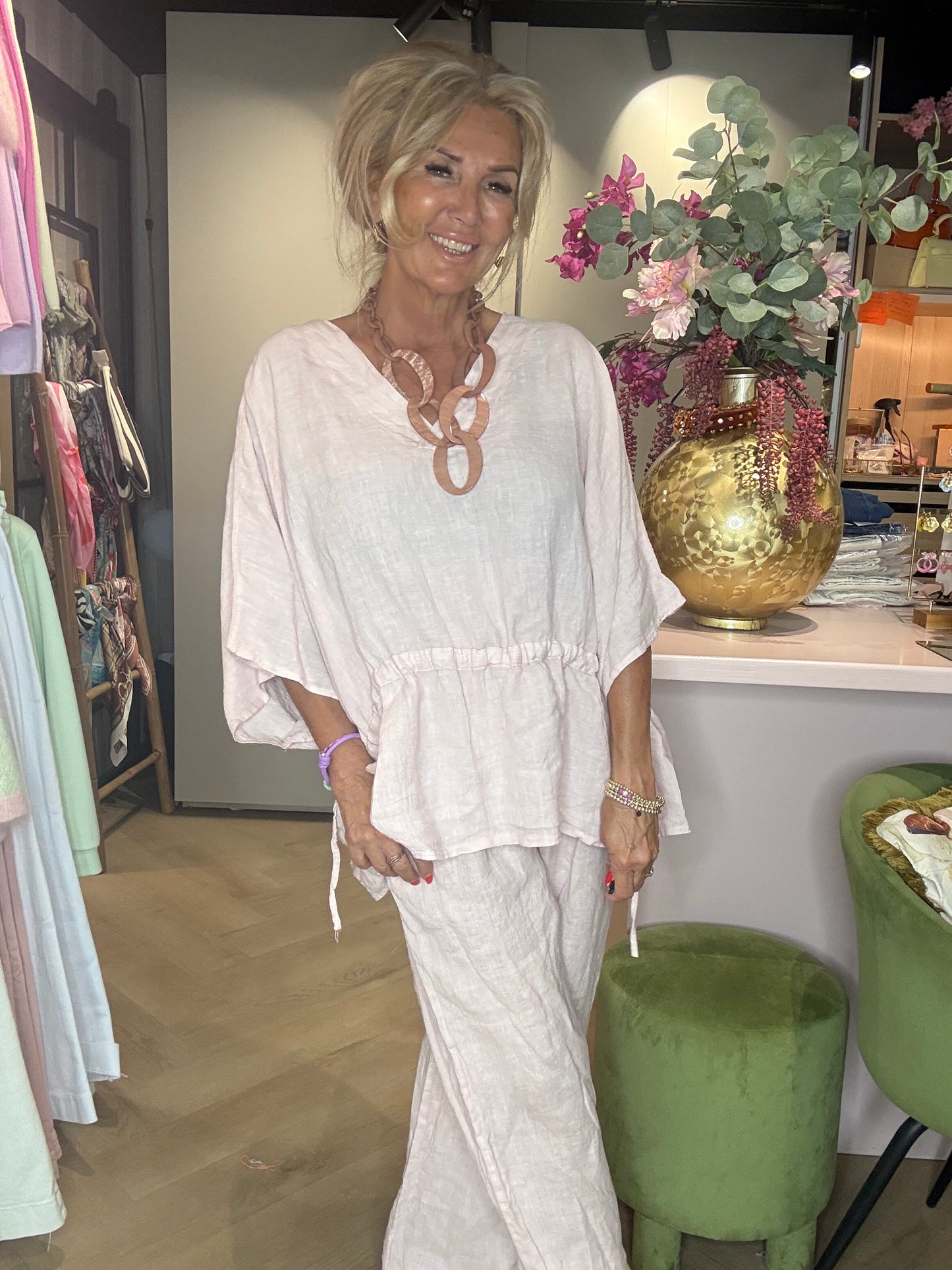 Blouse Linnen Monaco zacht rose