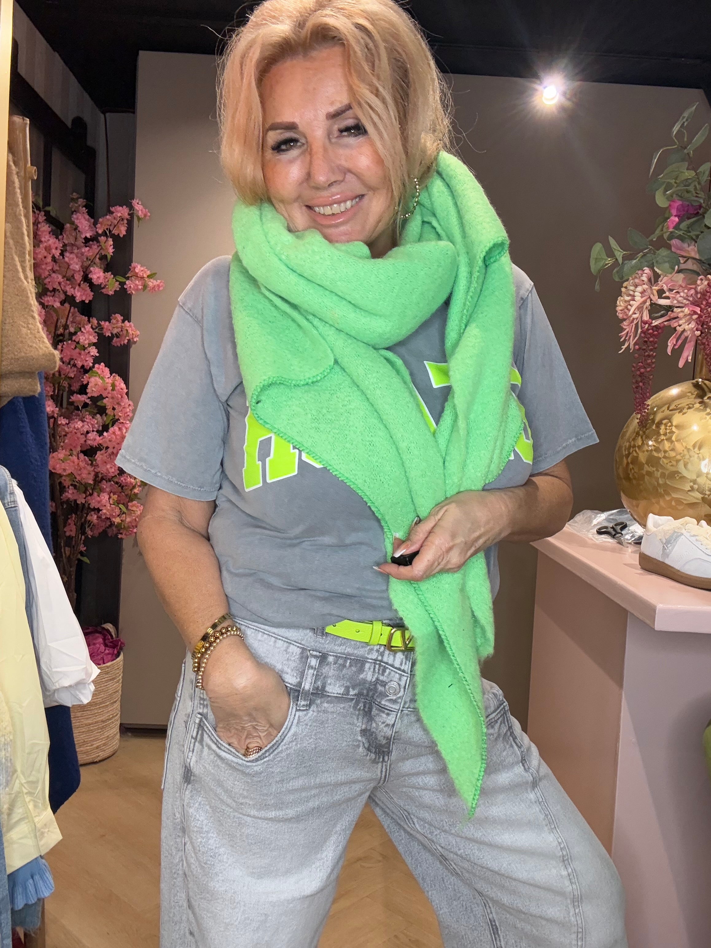 Sjaal met Leren Lusje Groen