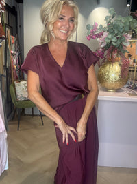 Satinbluse Burgunderrot