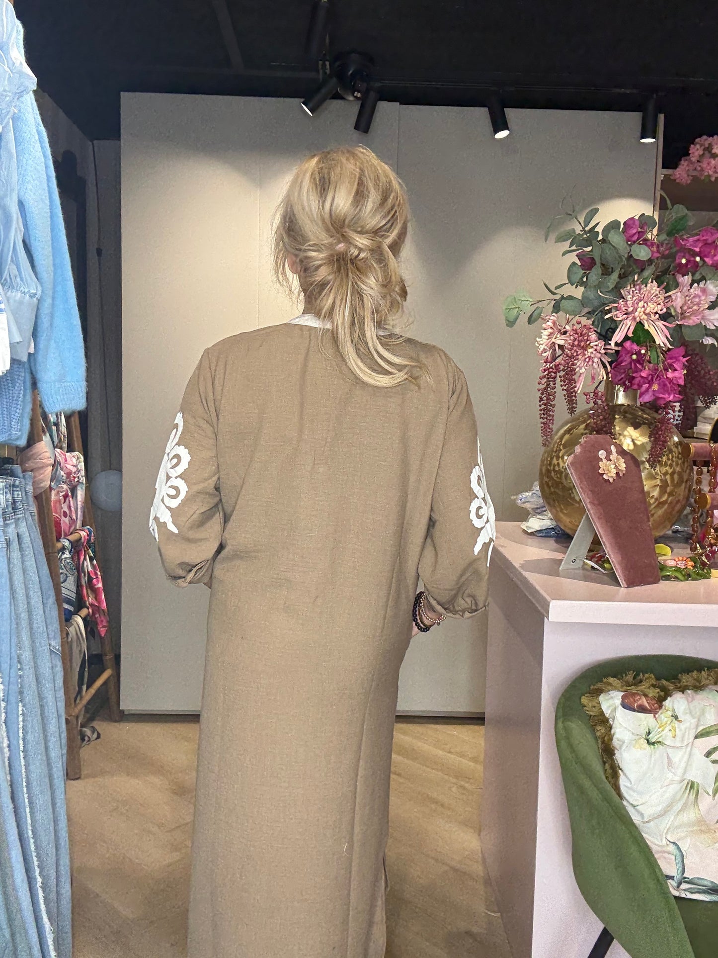 Jurk Marrakech Vibes - Taupe/Wit