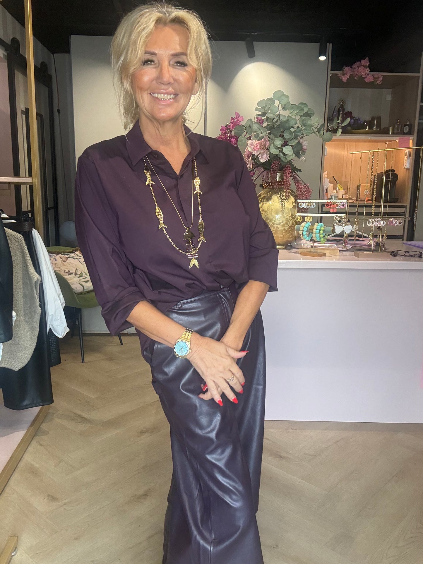 Basisbluse Aubergine