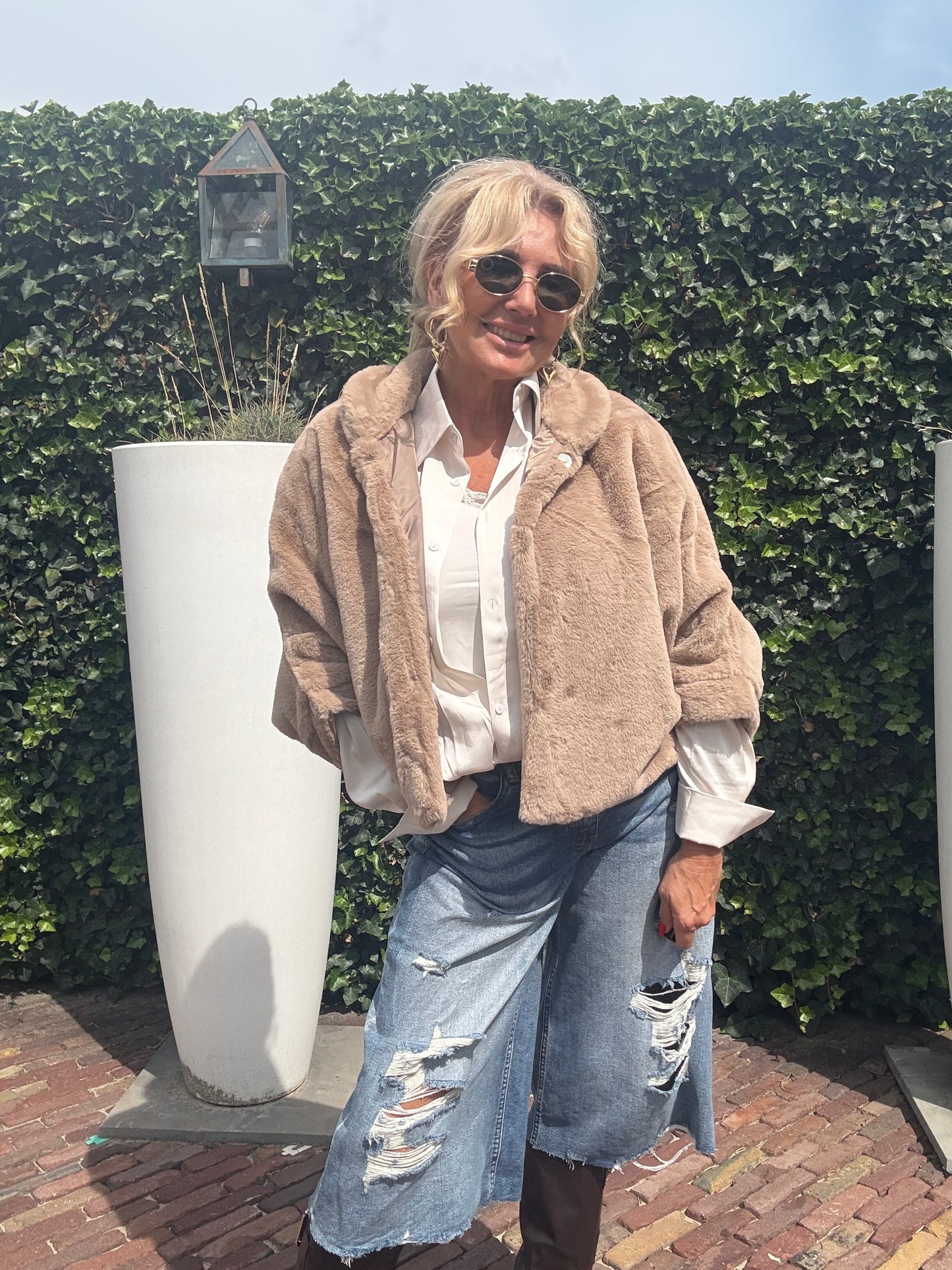 Faux Furr Cape Beige