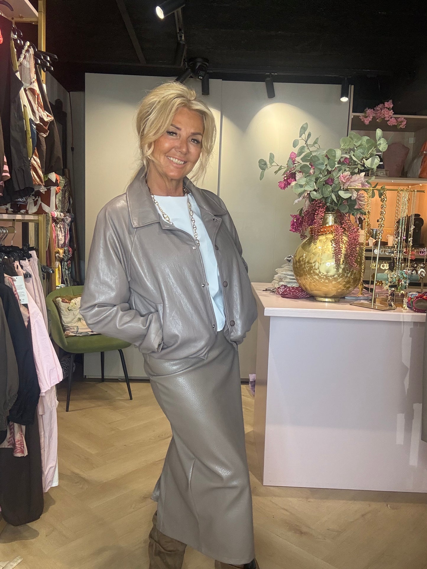 Kurze Jacke, Taupe, puh