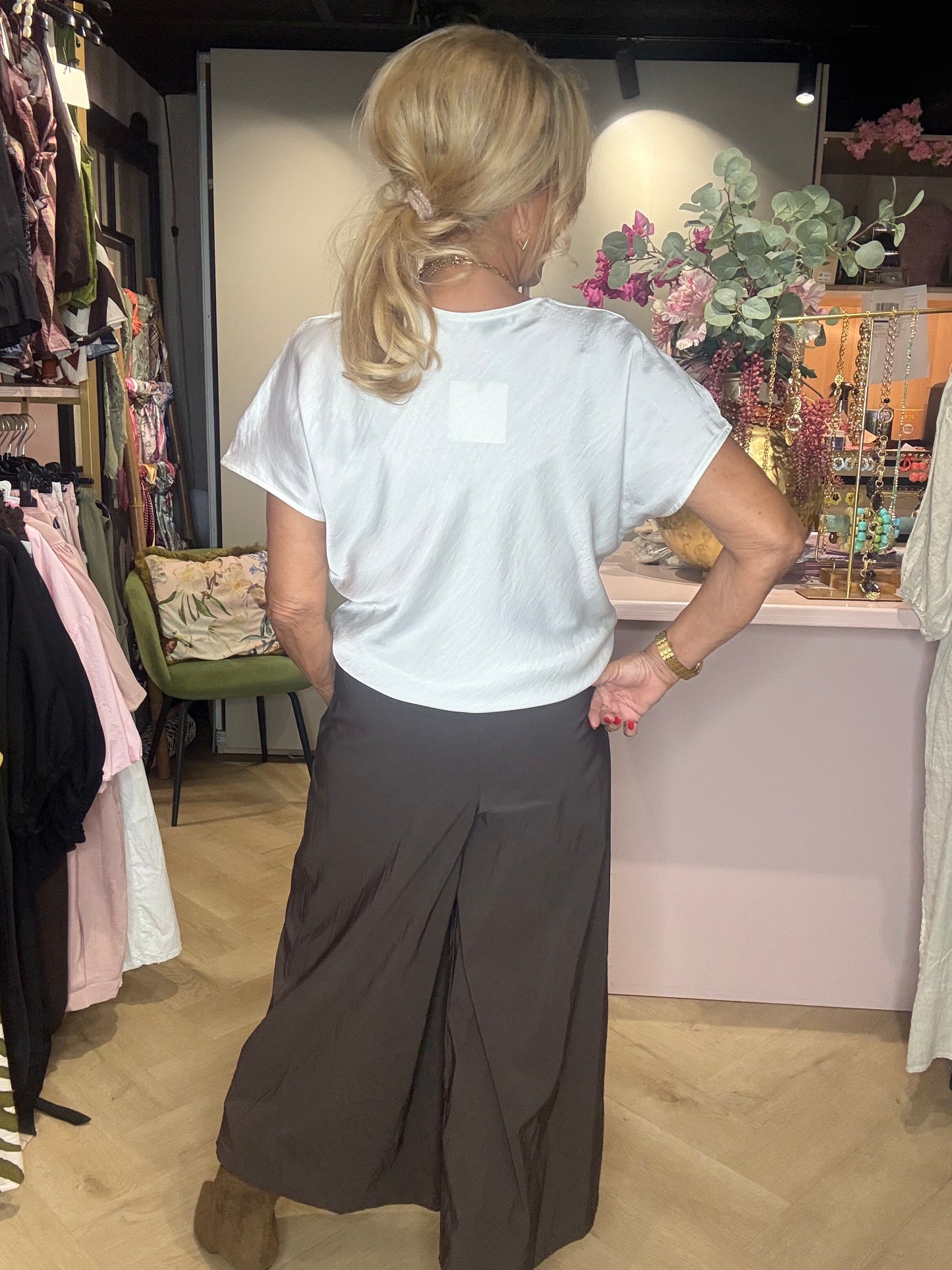 Satinbluse Weiß