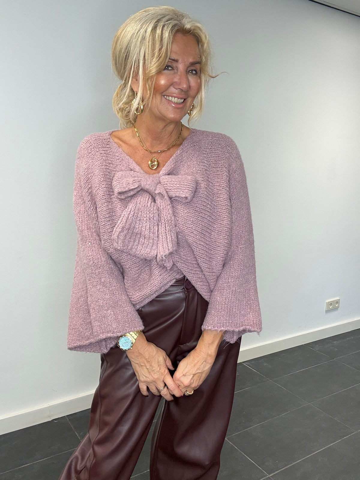 Pull en maille rose