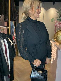 Triple Nine Blazer BLZ3906 Cross body Lace Sleeves Black