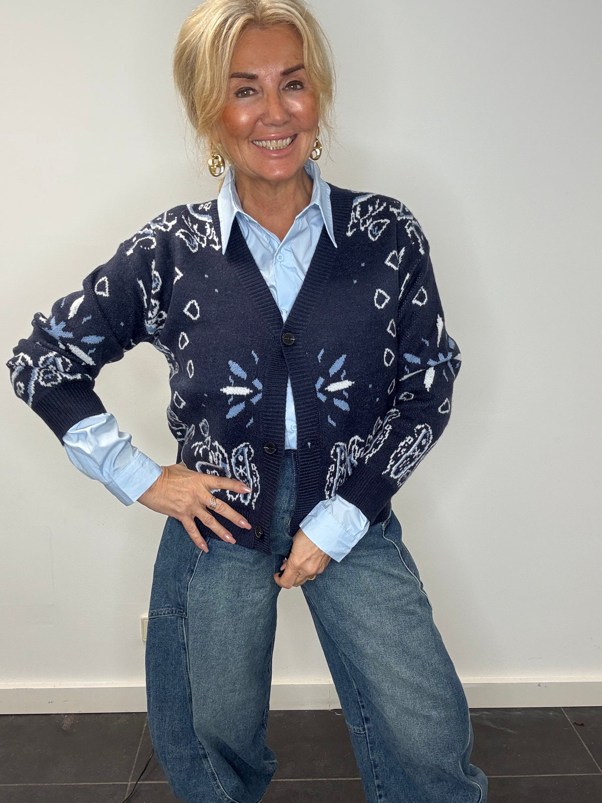 Väst Paisley mörkblå