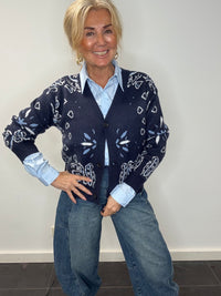 Väst Paisley mörkblå